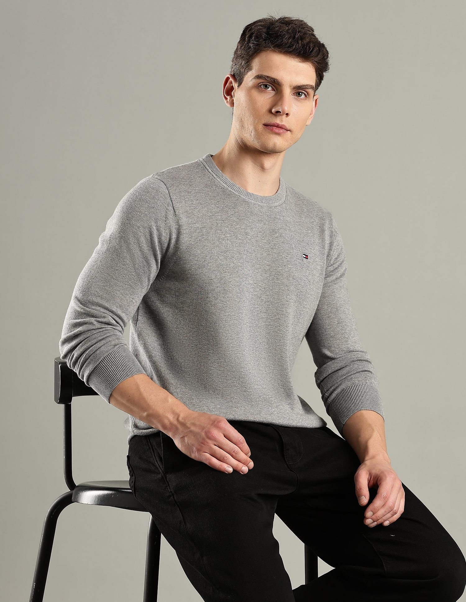 Tommy Hilfiger Solid Regular-Fit Cotton Sweater