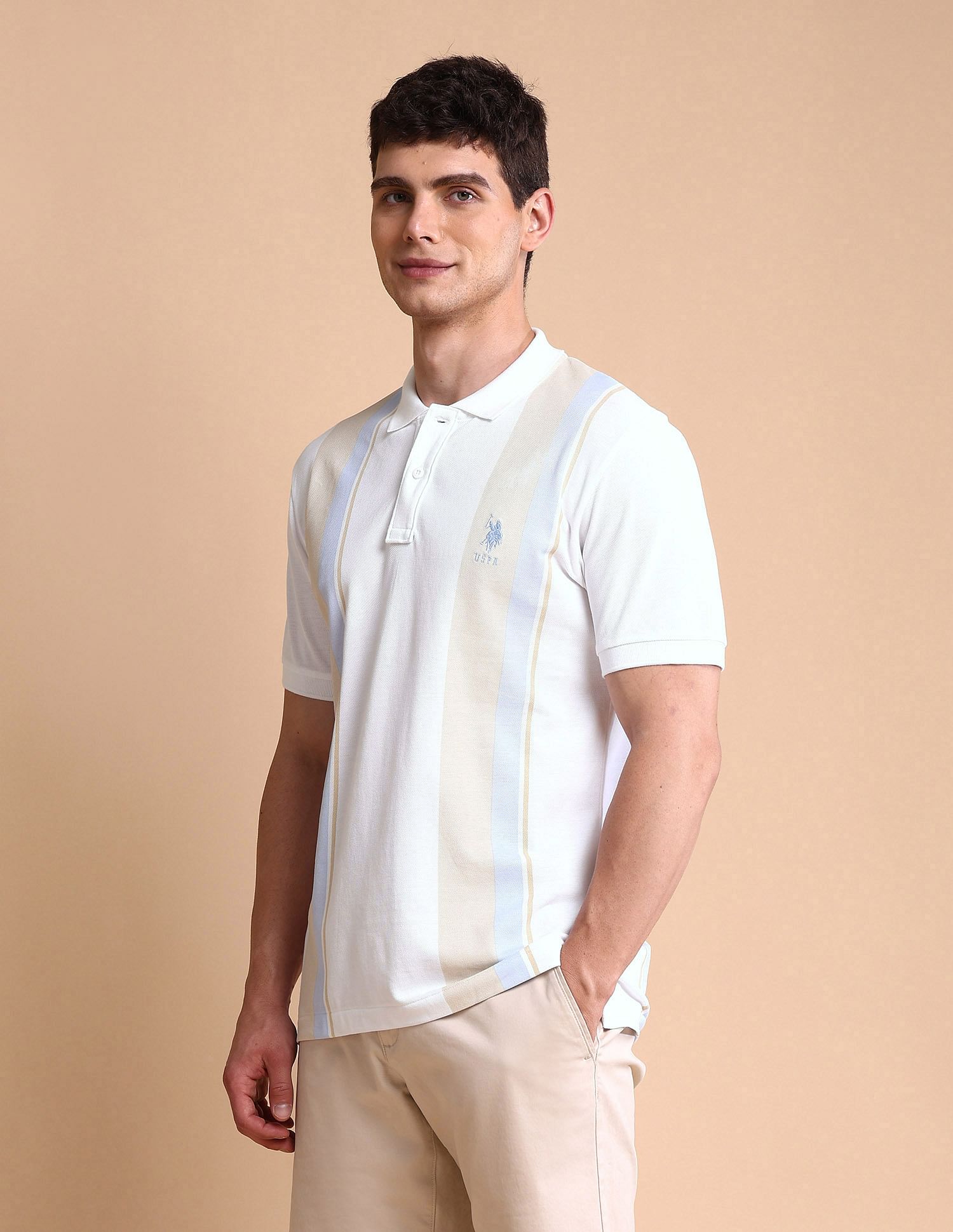 U.S. Polo Assn. Colourblocked Slim Fit Polo Shirt