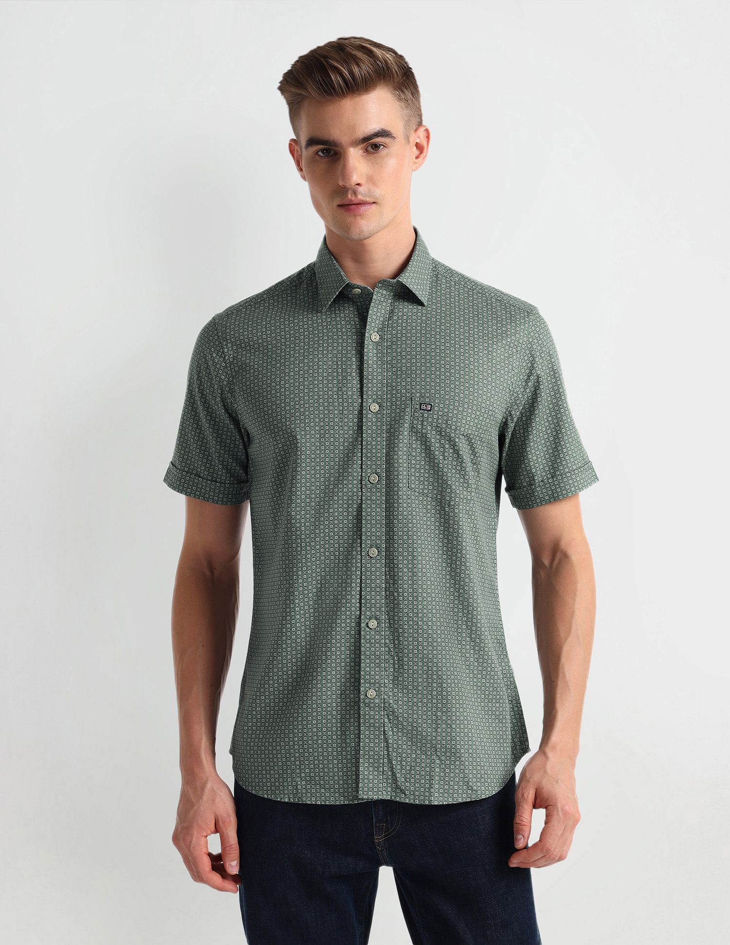 Arrow Sports Point Collar Cotton Shirt