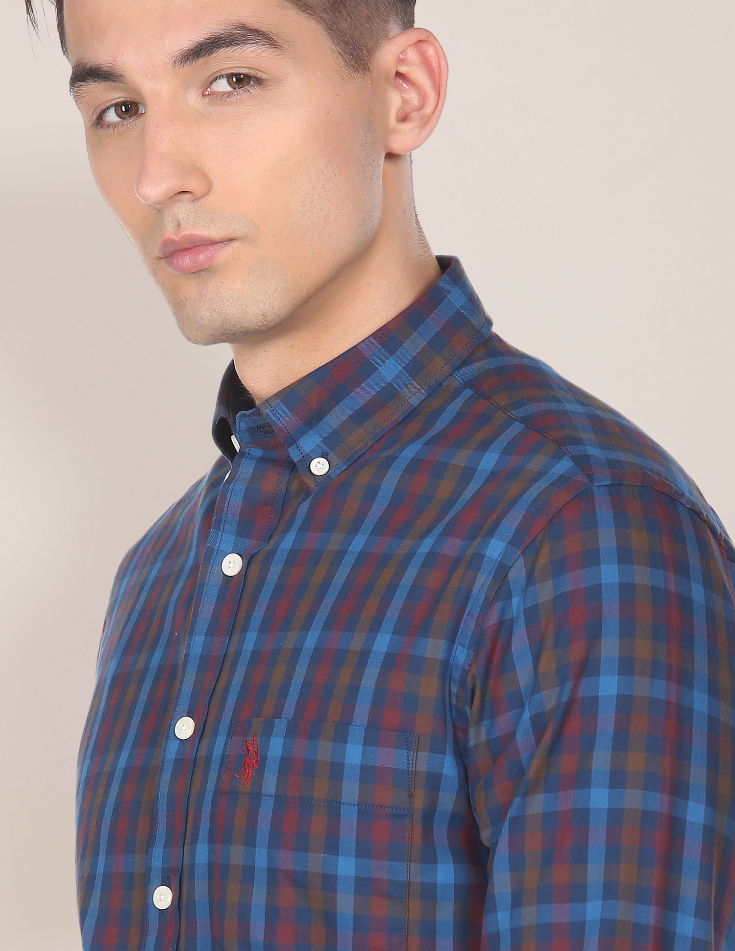 Buy U.S. Polo Assn. Button Down Collar Check Casual Shirt