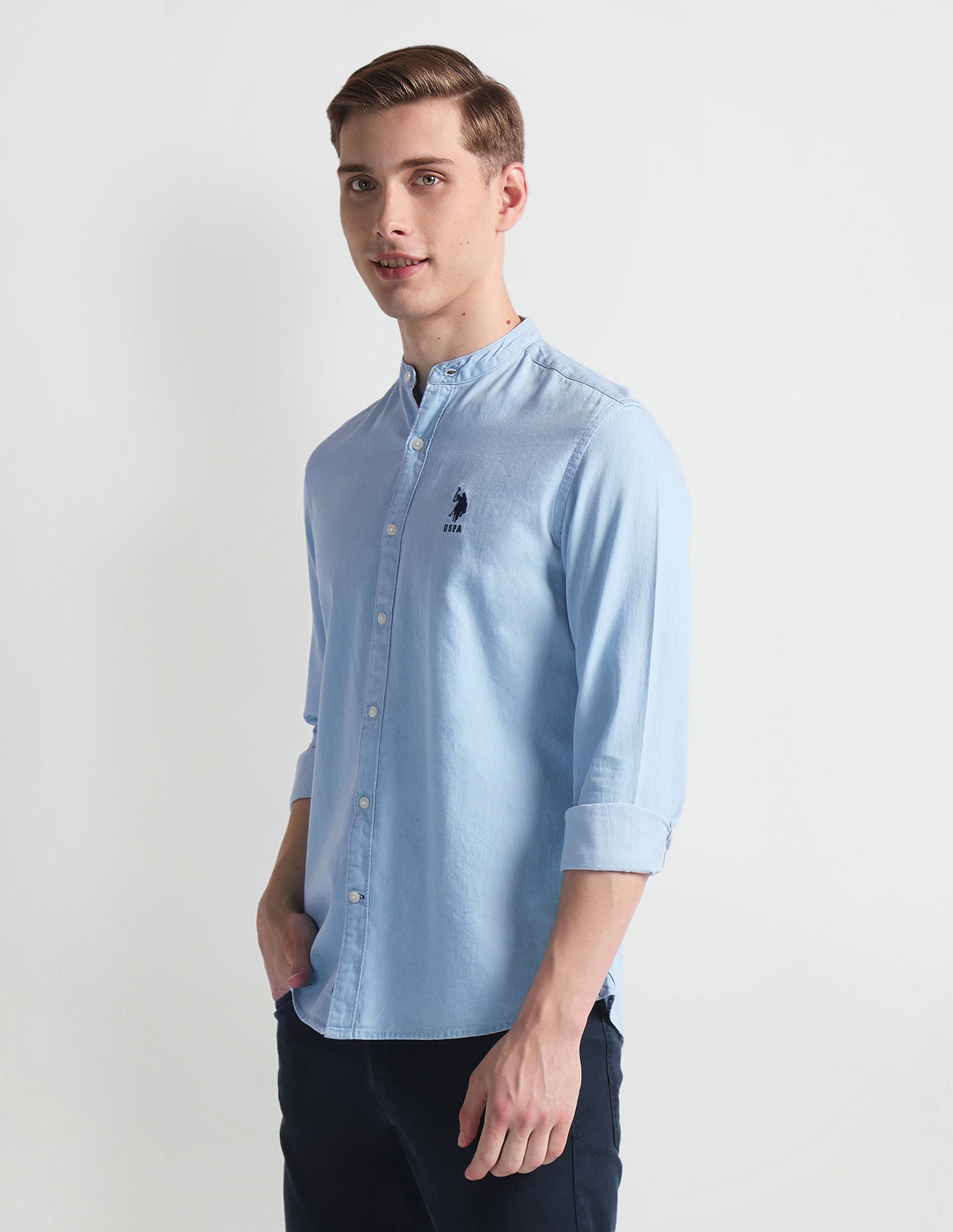 U.S. Polo Assn. Denim Co. Mandarin Collar Slim Shirt