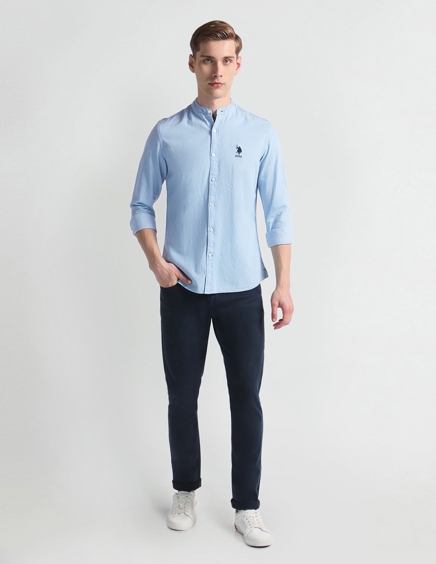 U.S. Polo Assn. Denim Co. Mandarin Collar Slim Shirt