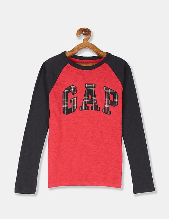 トップス 00s NIKE game shirt GAP raglan T Buy GAP Boys Red Plaid Logo Raglan Sleeve T-Shirt - NNNOW.com