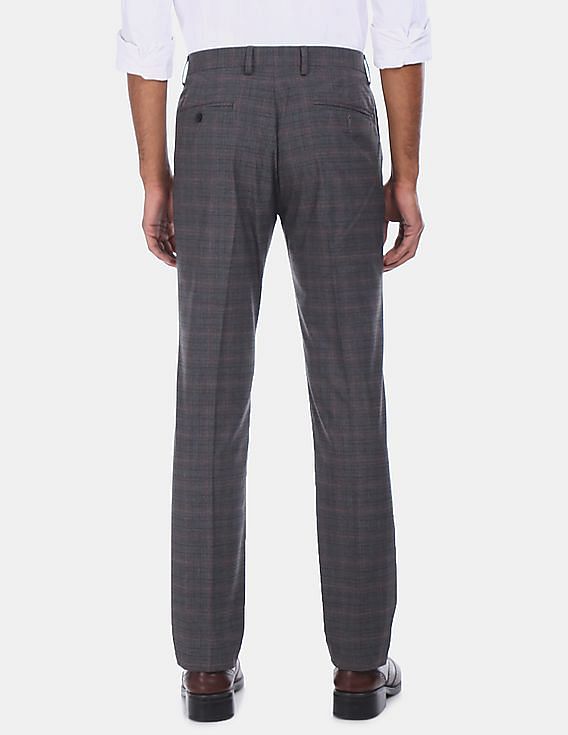 MAUVAIS Grey Check Cropped Trousers with Detachable Chain  MAUVAIS   MAUVAIS UK