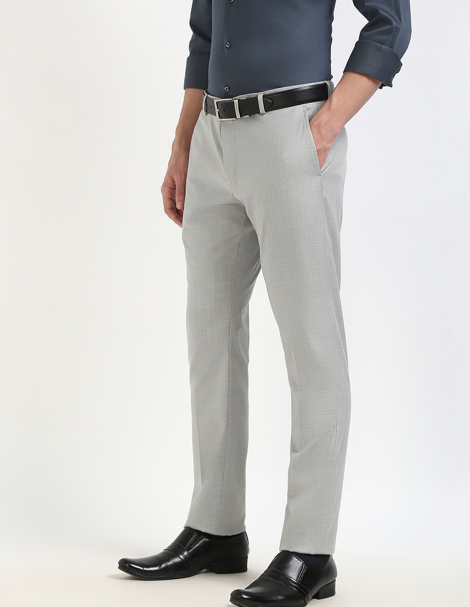 Tommy Hilfiger Regular-Fit Self-Design Mid-Rise Trouser