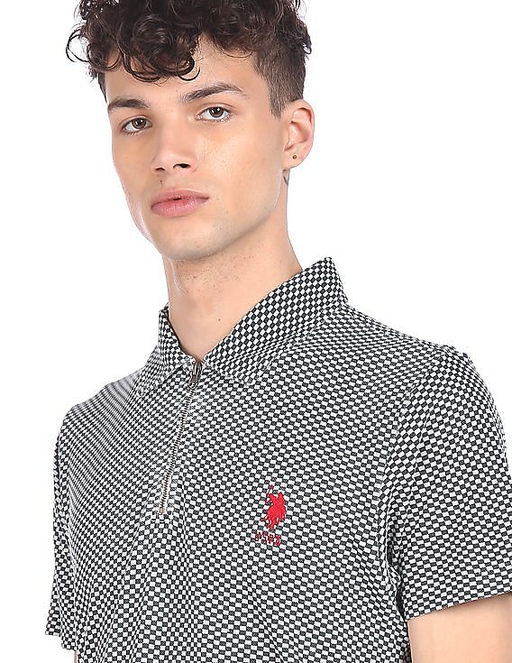 U.S. Polo Assn. Zipper Placket Check Polo Shirt