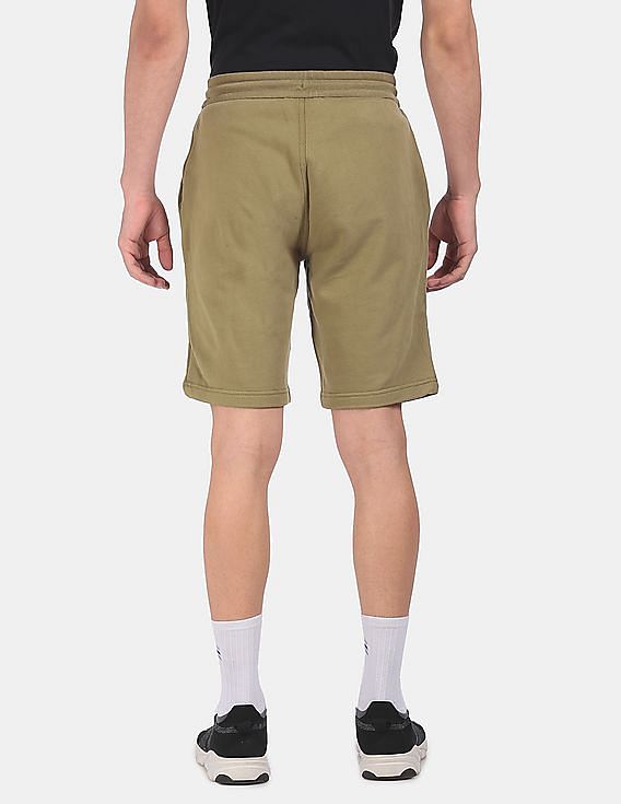 Buy Calvin Klein Men Green Drawstring Waist Small Logo Sweat Shorts -  
