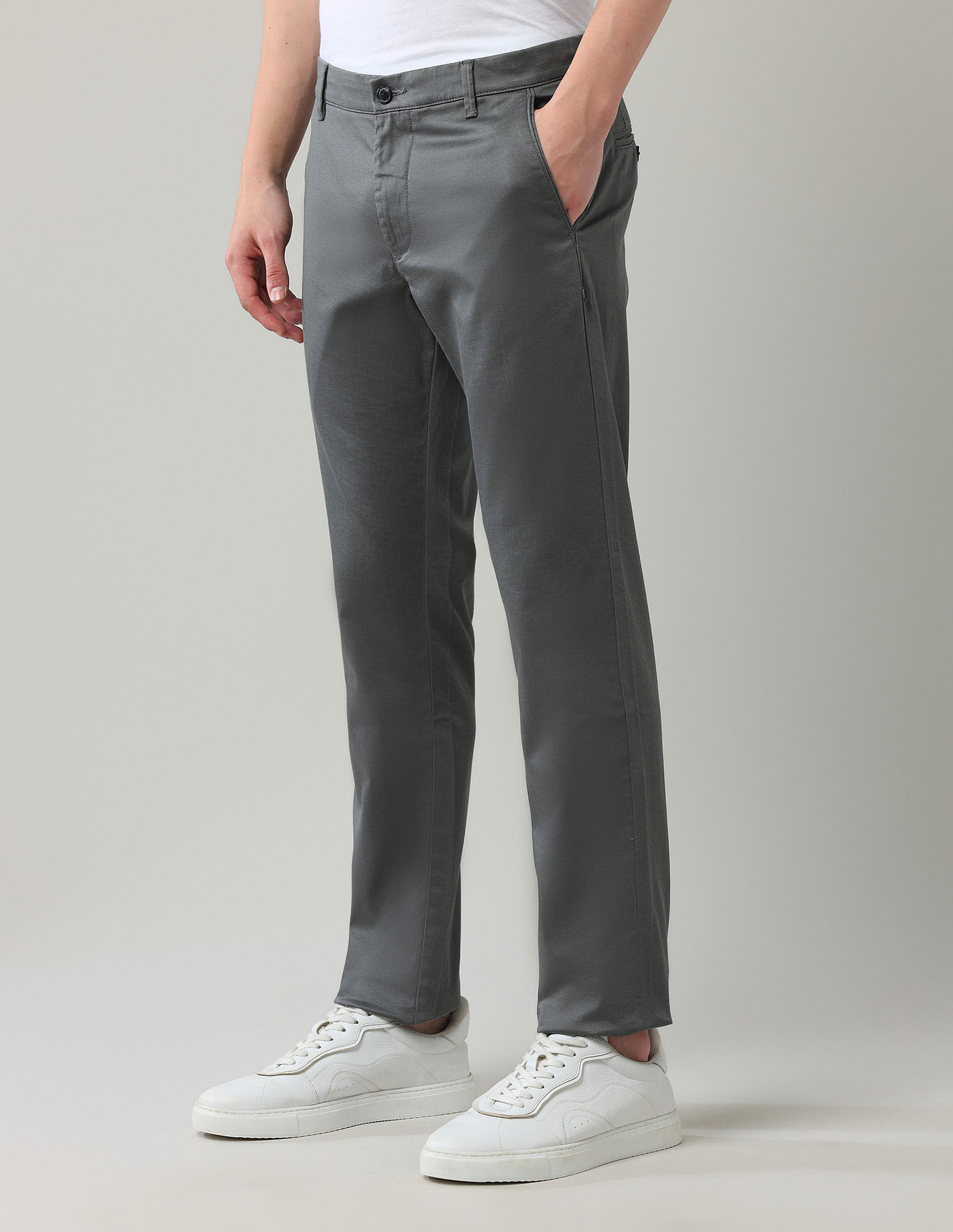 Arrow Sport Slim Fit Satin Solid Trousers