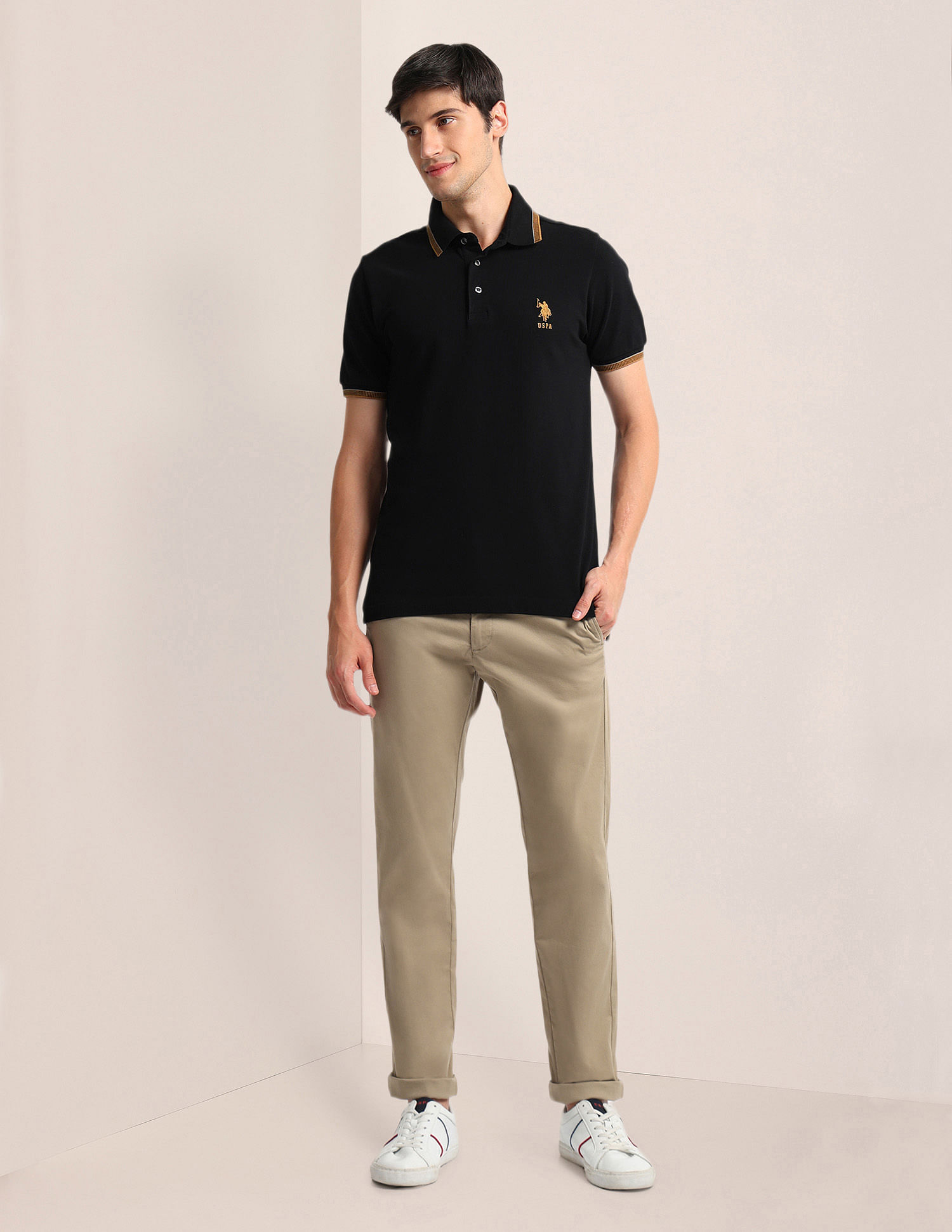 U.S. Polo Assn. Slim Straight Fit Dobby Trousers