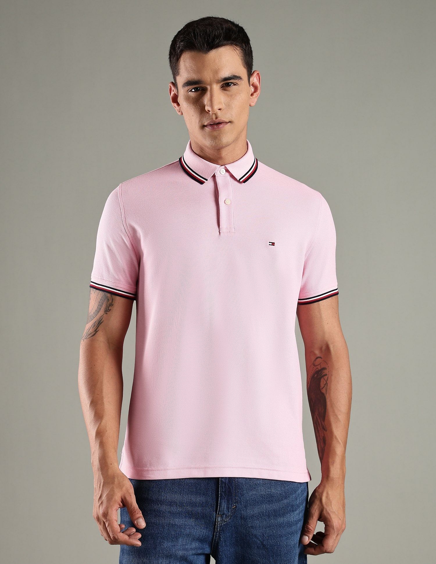 Tommy Hilfiger Solid Regular Fit Cotton Polo T-Shirt
