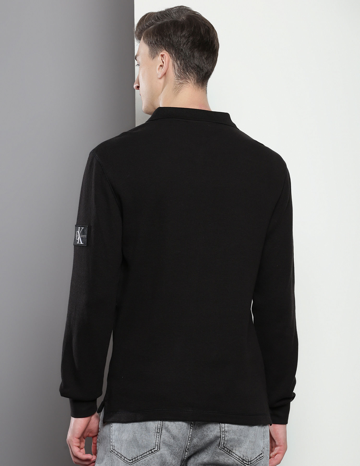 Buy Calvin Klein Long Sleeve Waffle Knit Polo Shirt - NNNOW.com