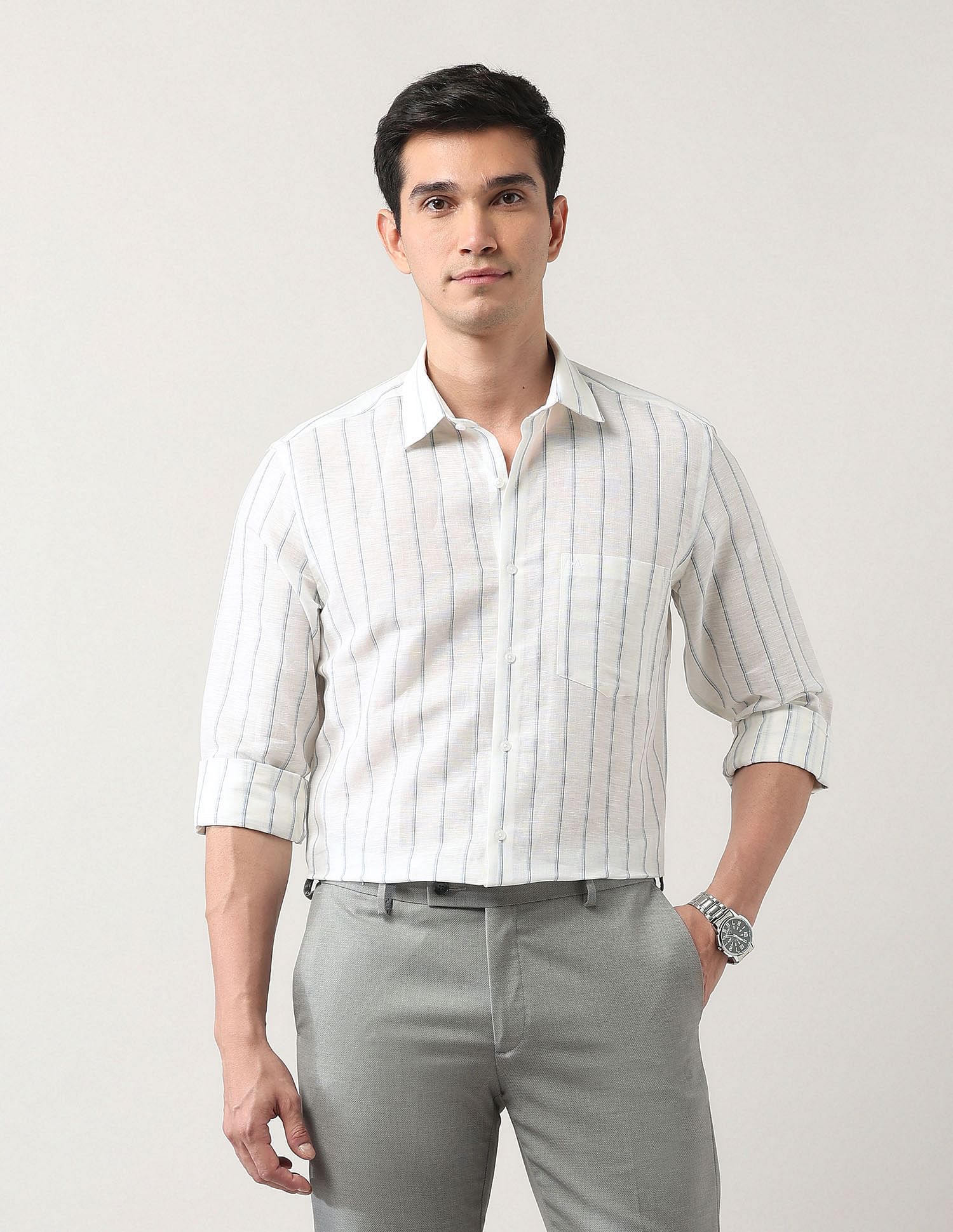 Arrow Vertical Striped Liberty Classic Fit Shirt