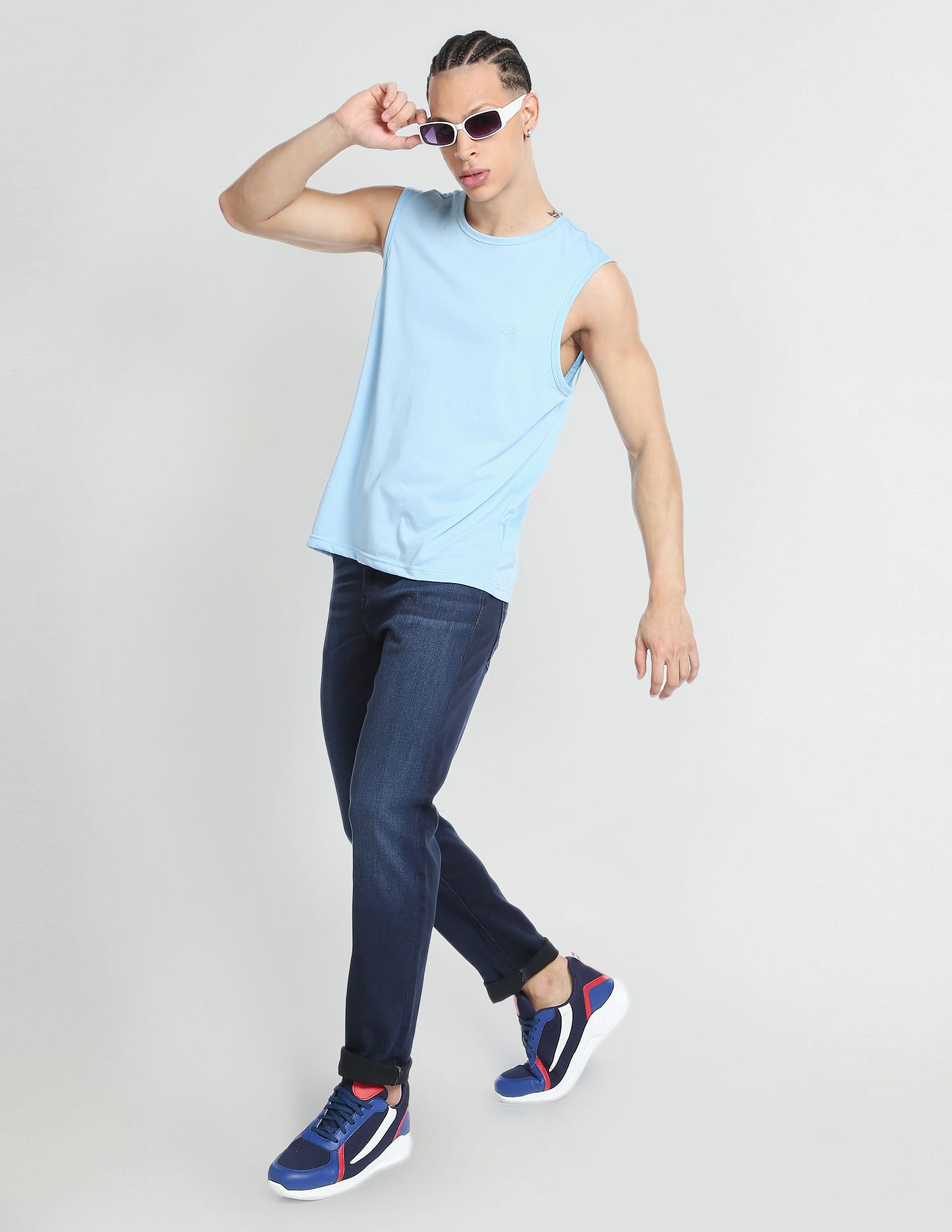 Flying Machine Slash Slim Tapered Mid Rise Jeans