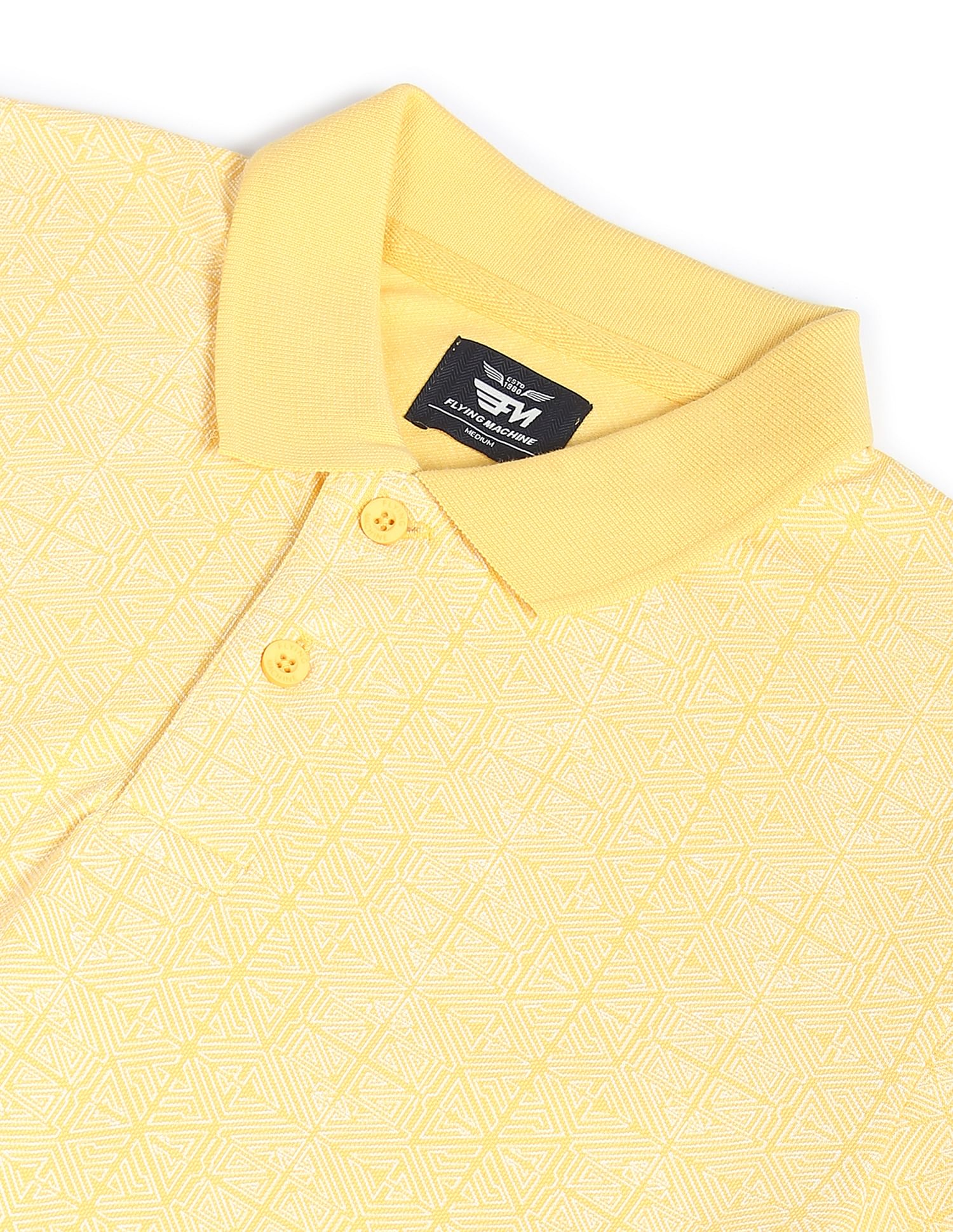 Flying Machine All Over Geometric Print Cotton Polo Shirt