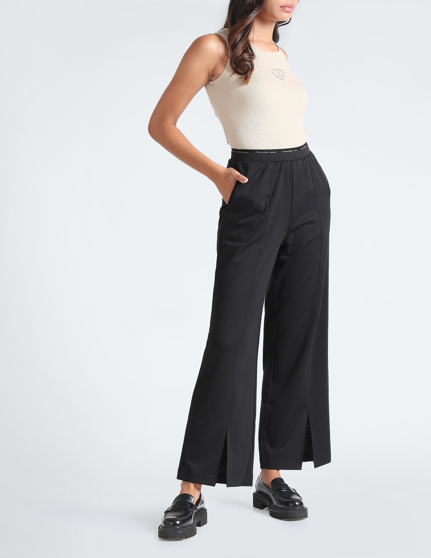 Black Mid Rise Formal Pants