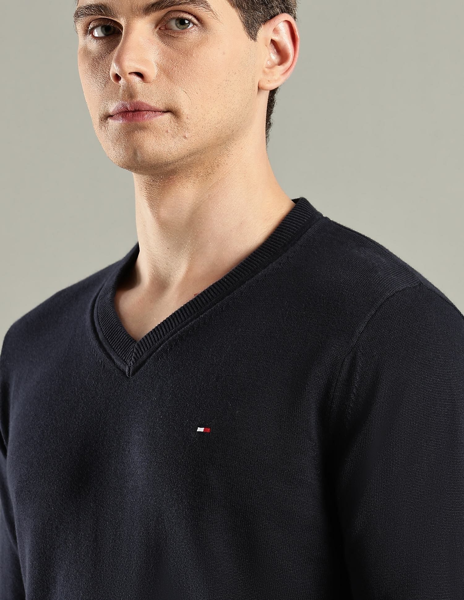 Tommy Hilfiger Solid Regular-Fit Cotton Sweater