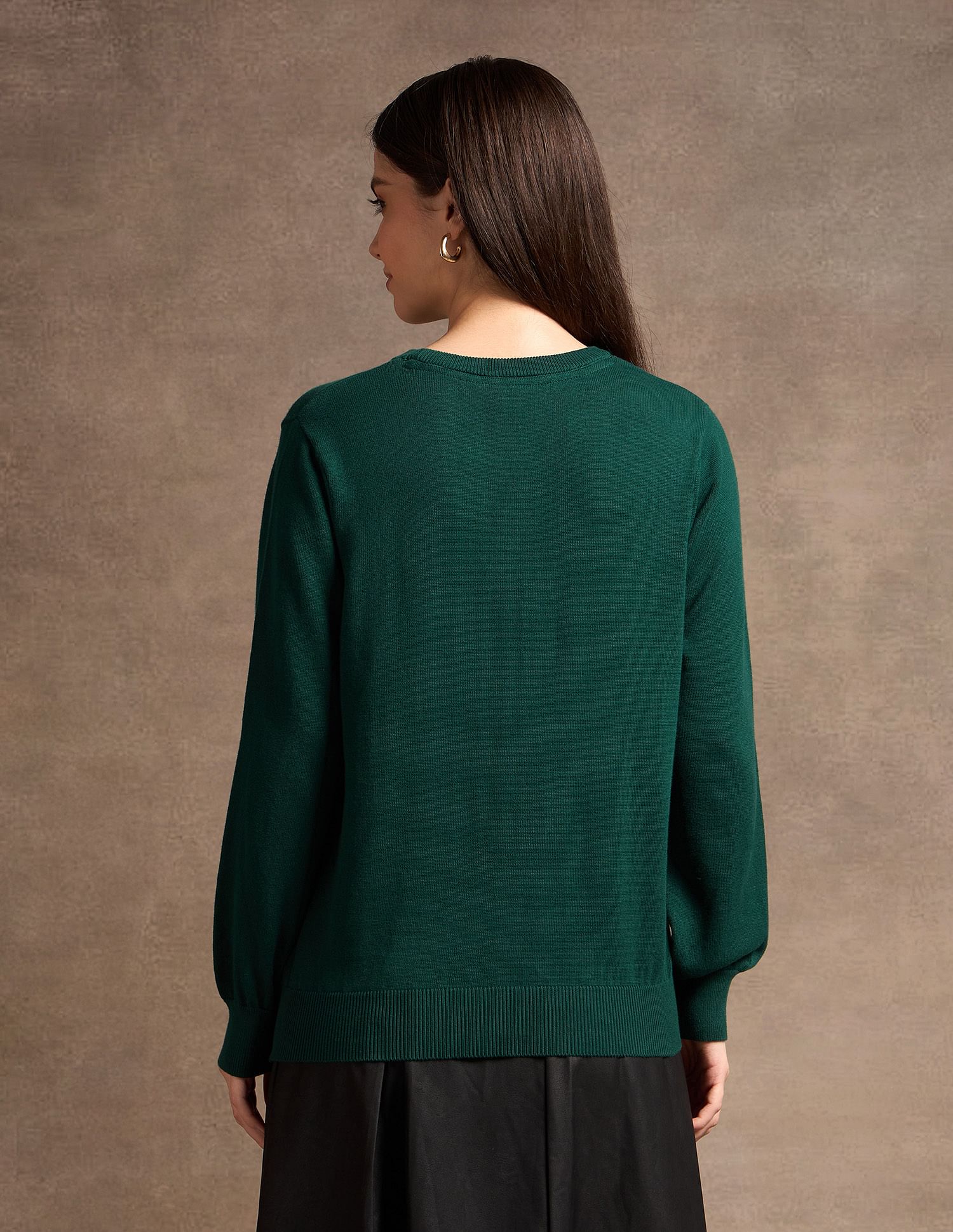 U.S. Polo Assn. Women Pure Cotton Brand Embroidered Sweater