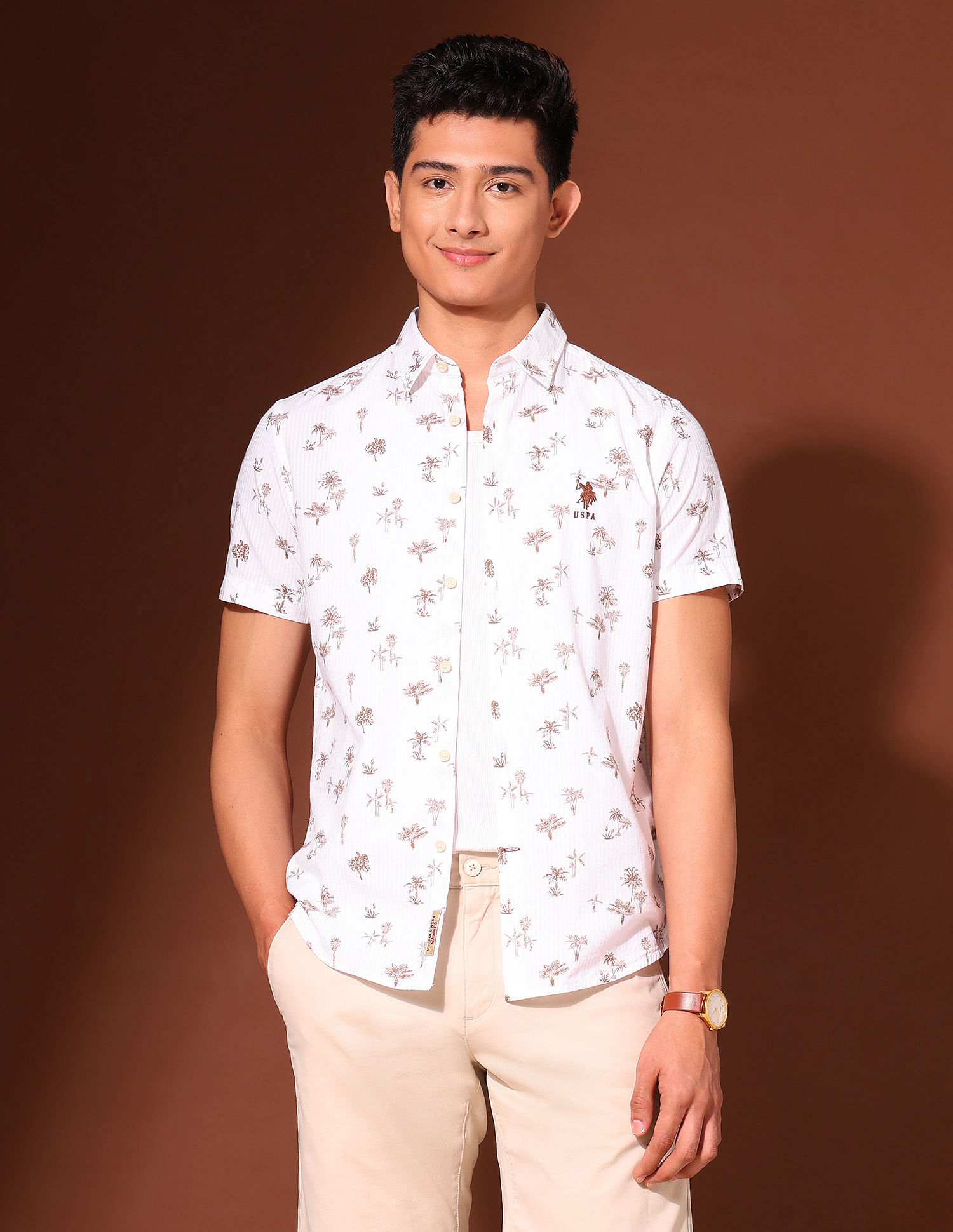 U.S. Polo Assn. Denim Co. Tropical Printed Working Holiday Shirt