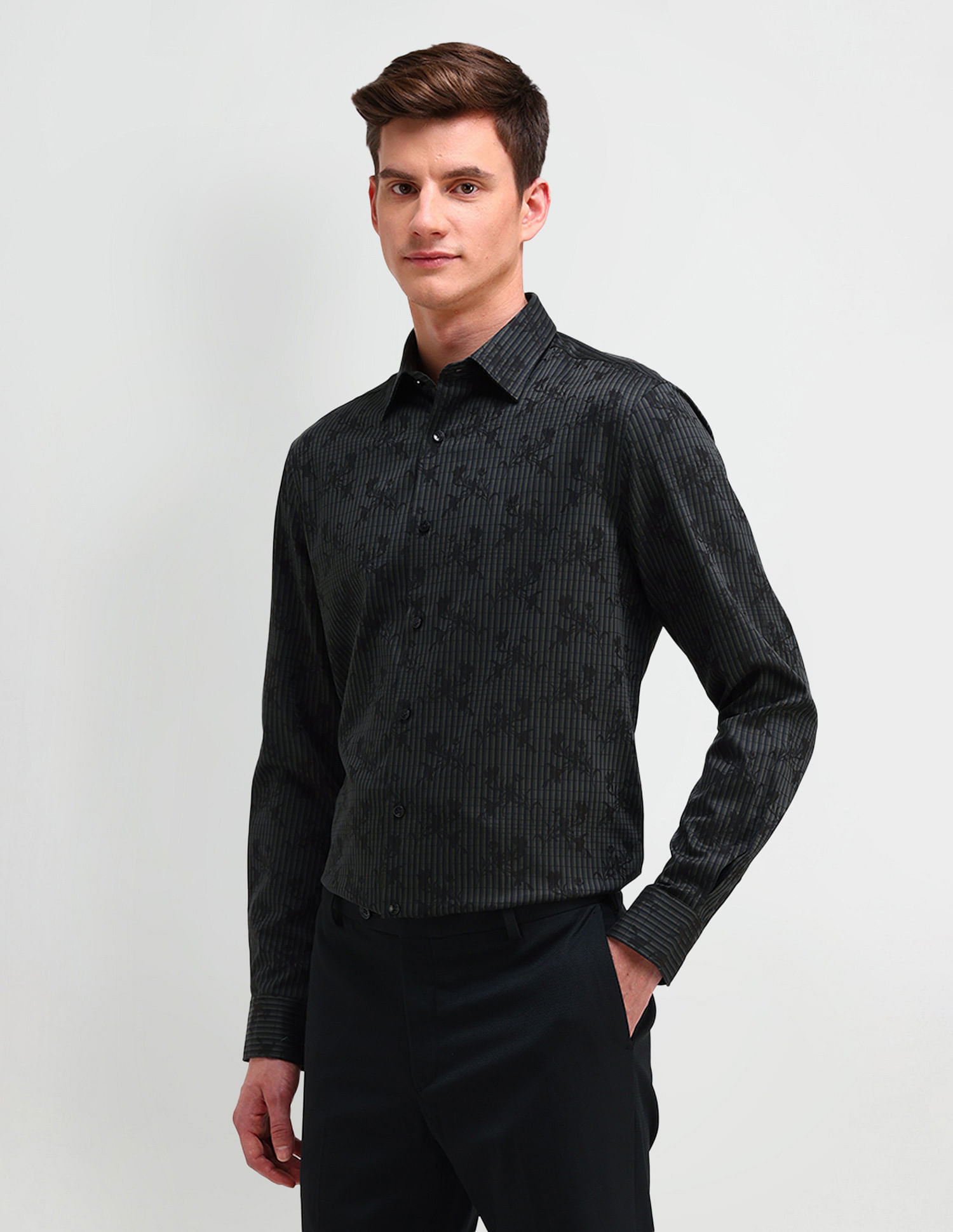 Arrow Slim Fit Vertical Striped Shirt