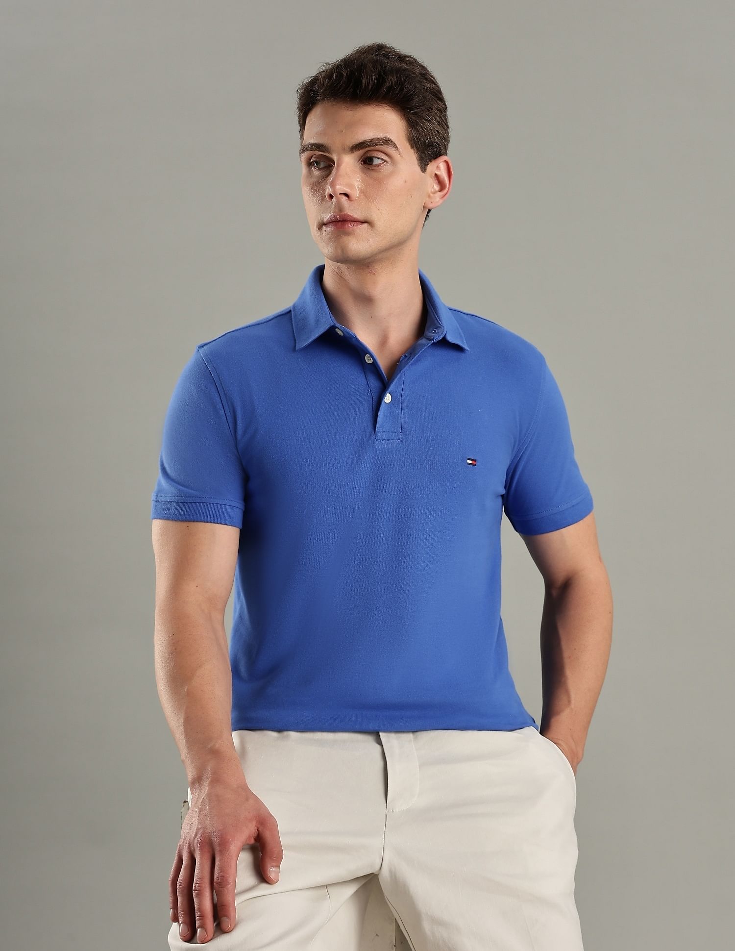 Tommy Hilfiger Solid Slim-Fit Cotton Polo T-Shirt