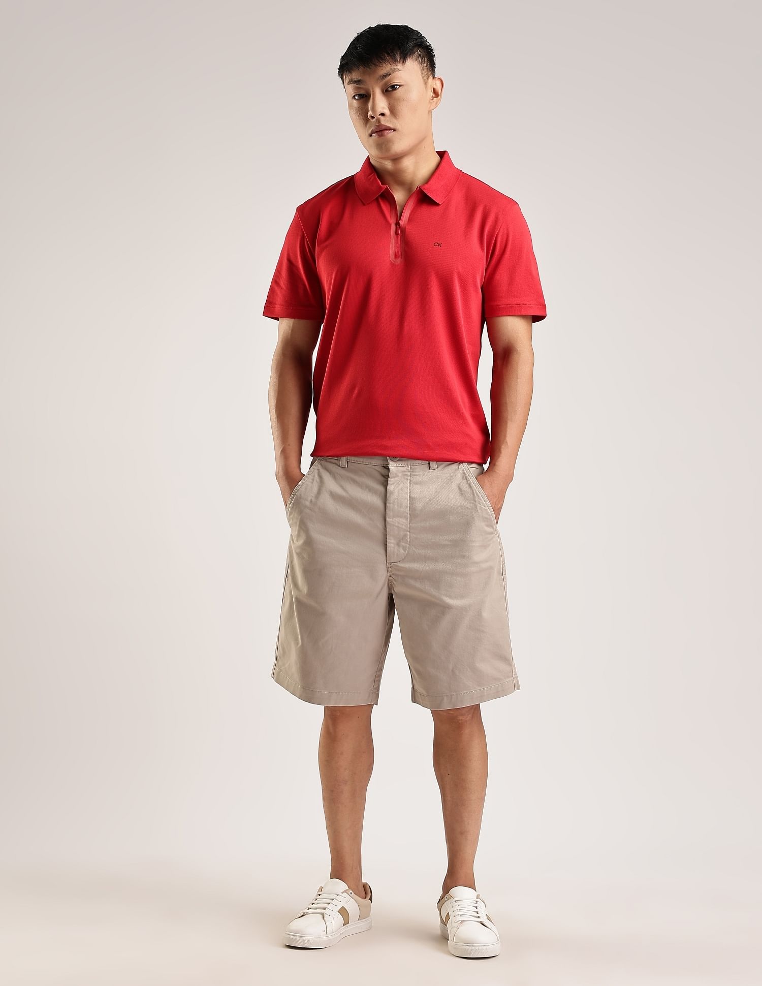Calvin Klein Jeans Solid Regular-Fit Cotton Polo T-Shirt