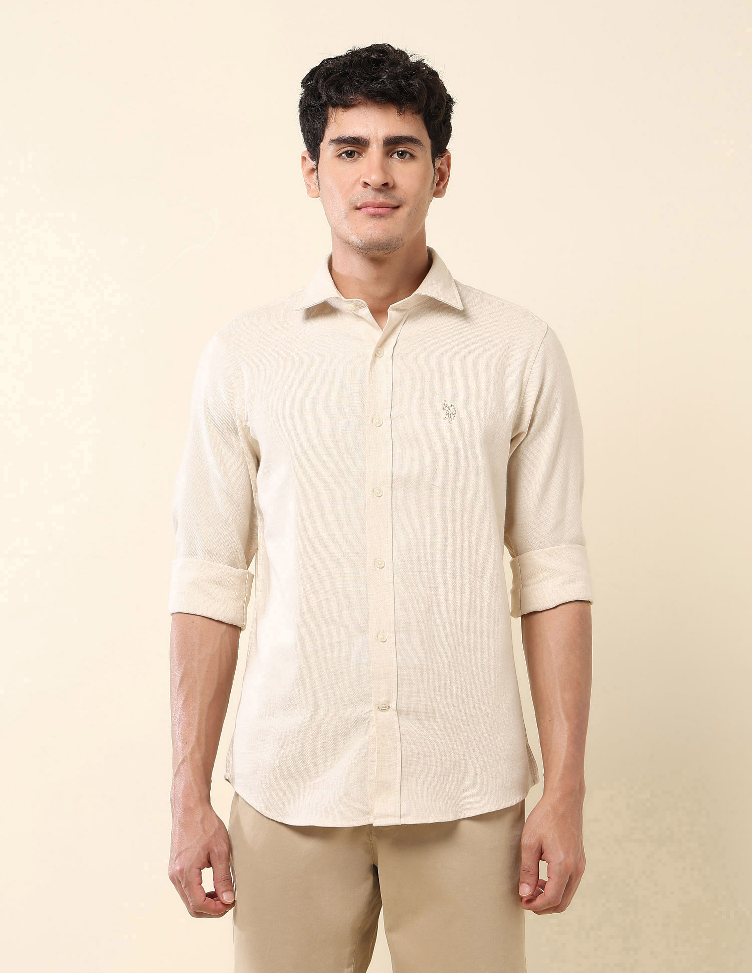 U.S. Polo Assn. Tailored Fit Pure Cotton Dobby Shirt