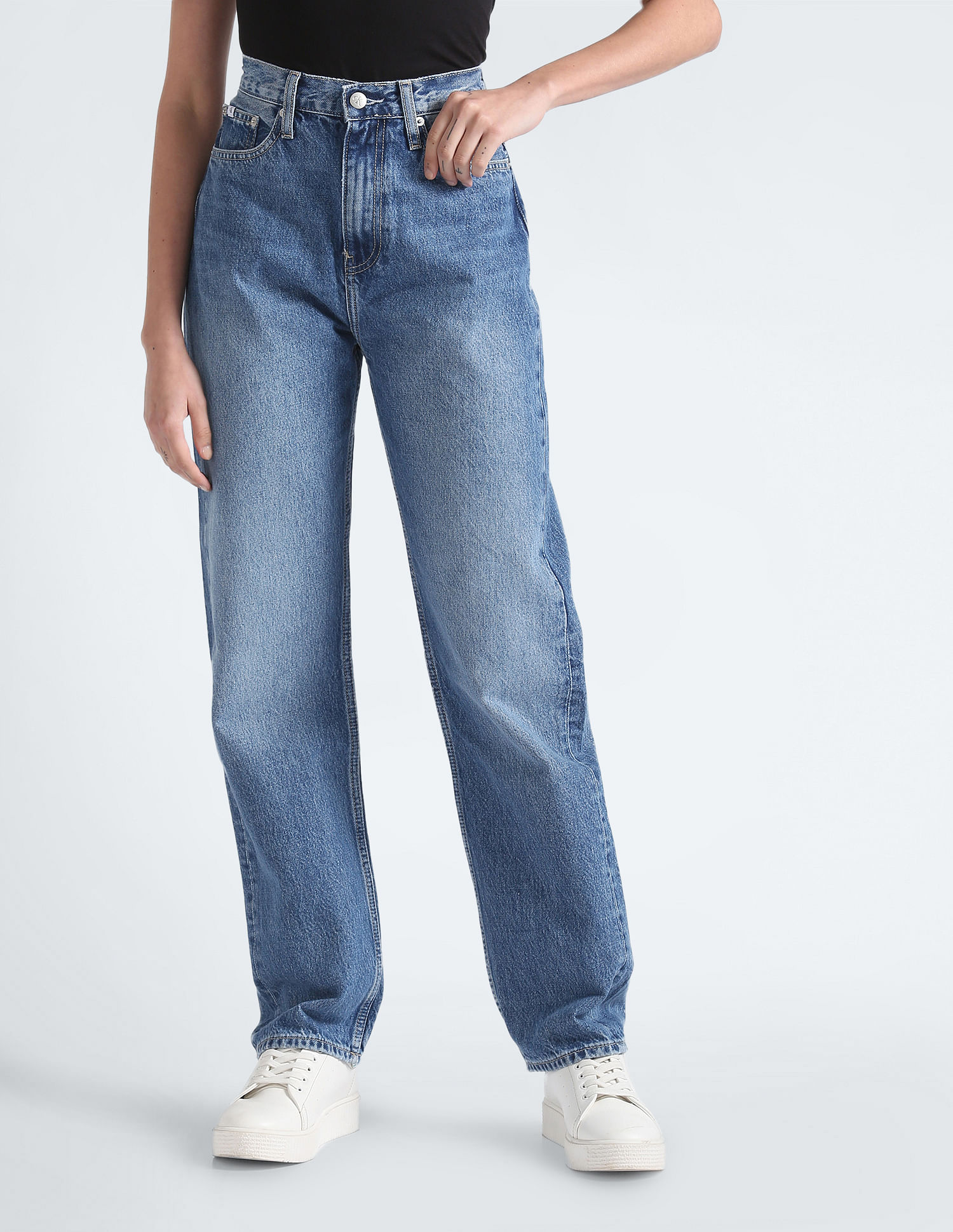 Buy Calvin Klein High Rise Straight Jeans NNNOW