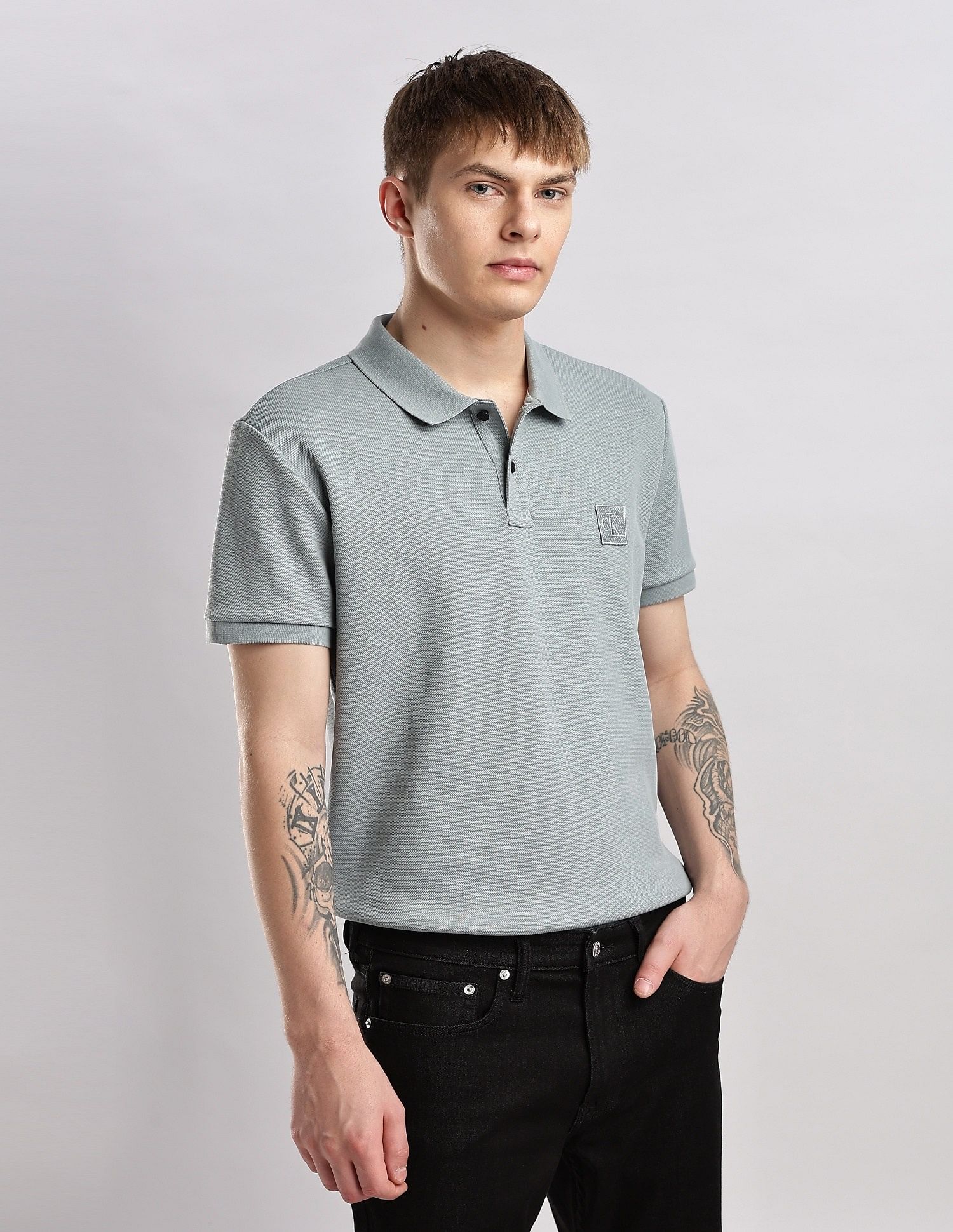 Calvin Klein Jeans Solid Regular Fit Cotton Polo Shirt
