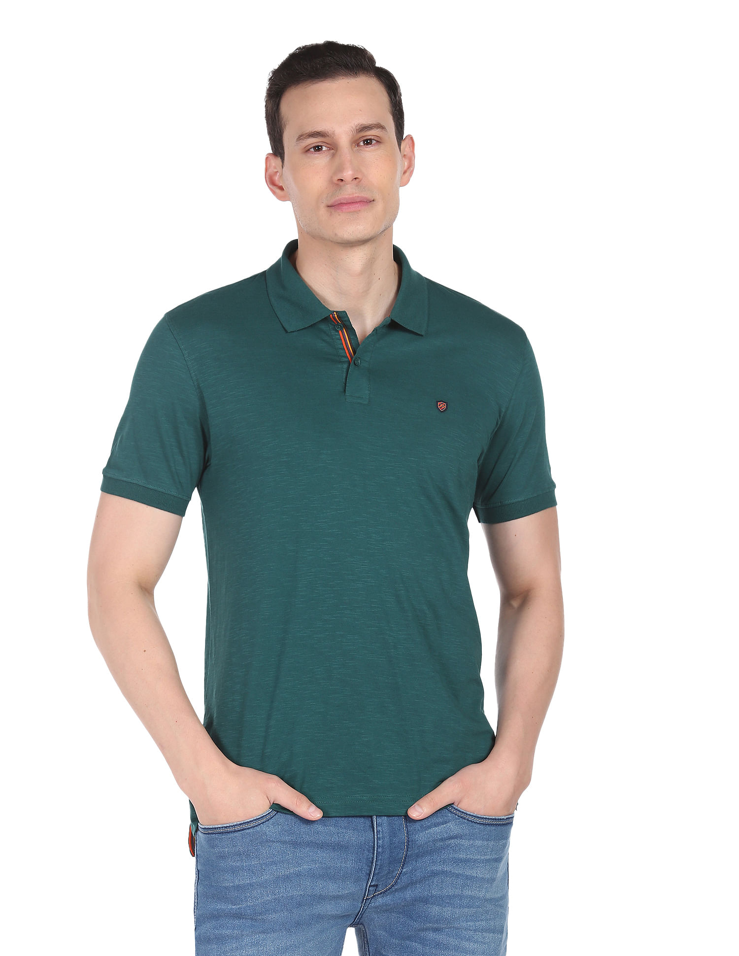 AD by Arvind Modern Jersey Slub Polo Shirt