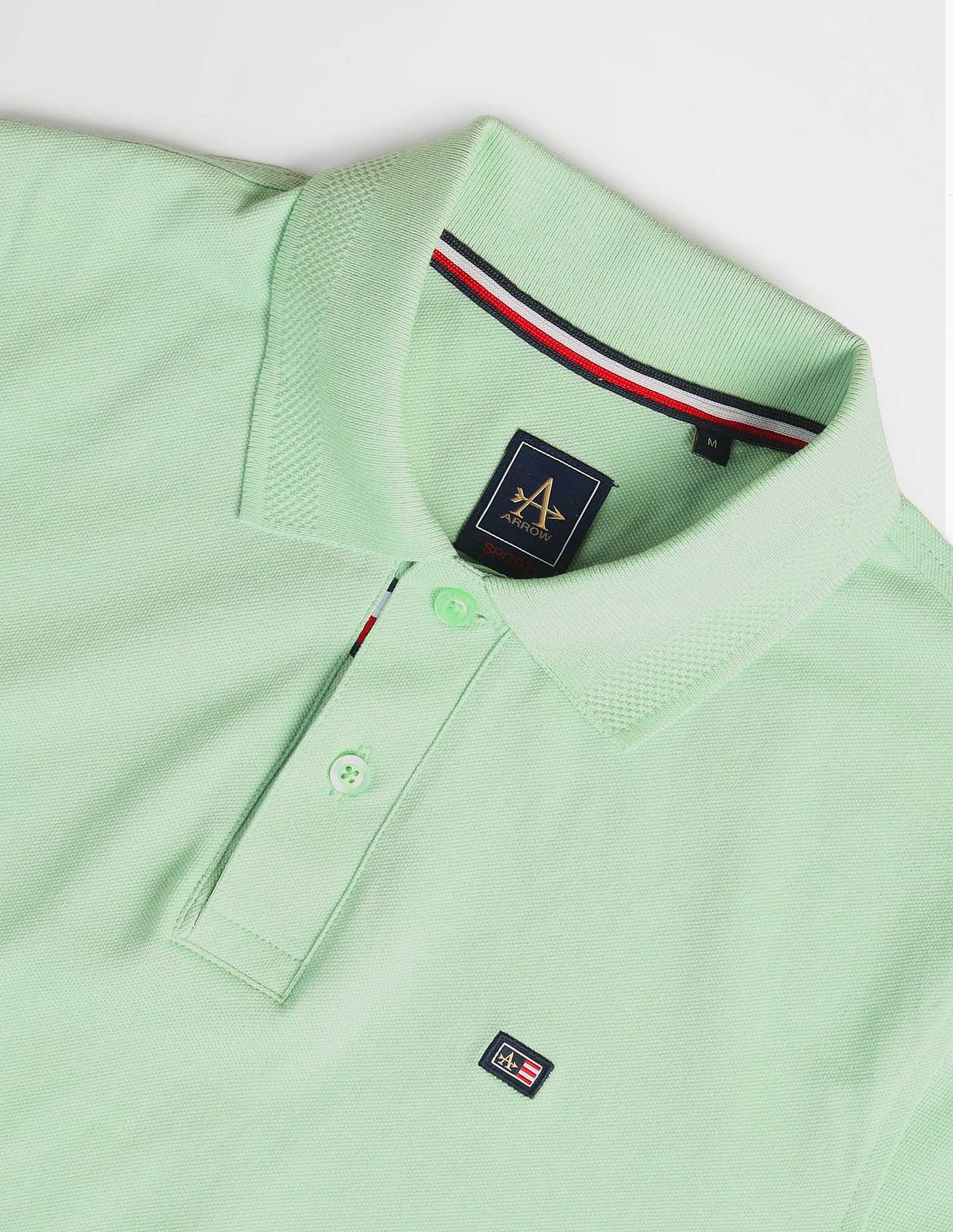 Arrow Sports Patterned Collar Solid Polo Shirt