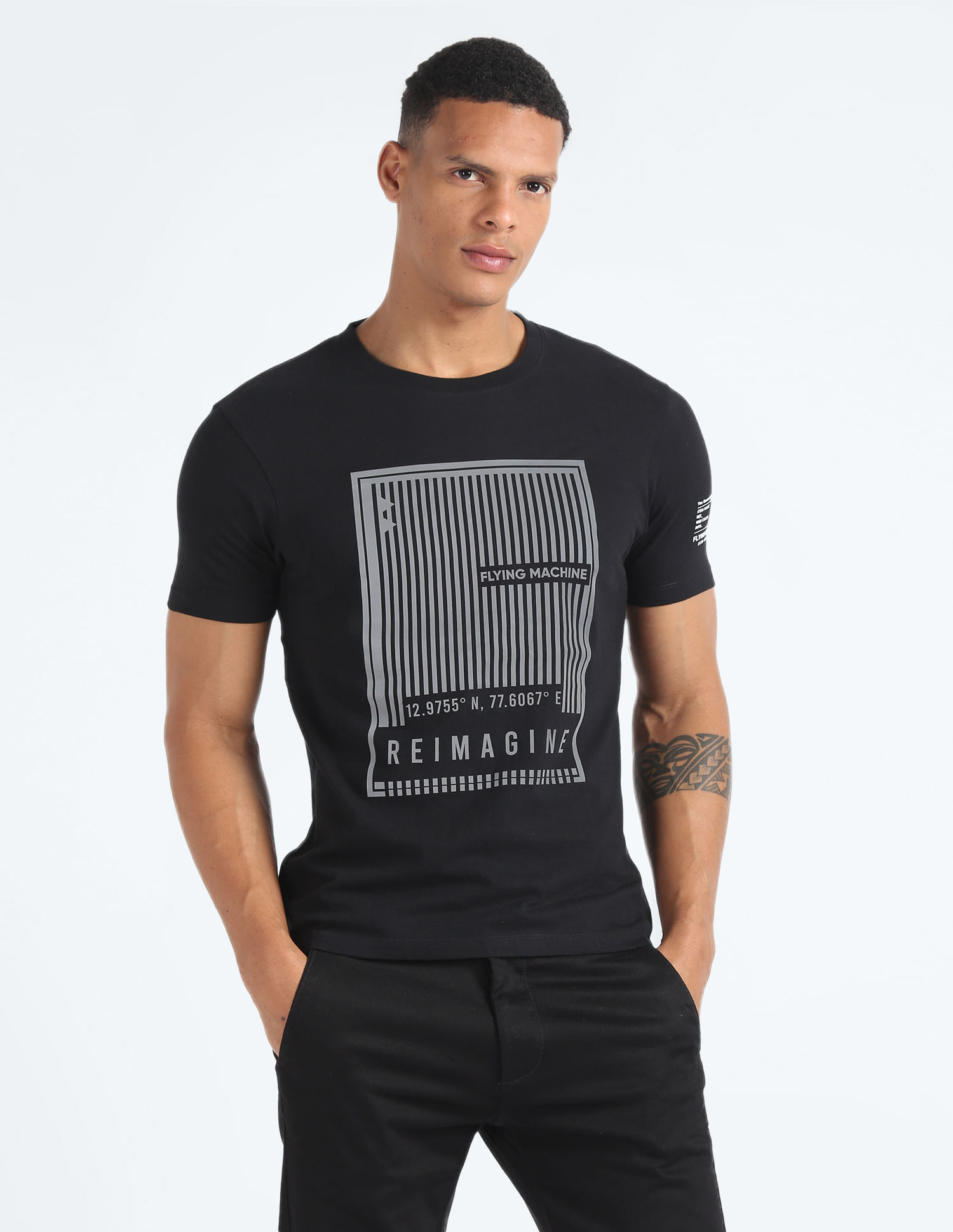 Flying Machine Graphic Print Slim Cotton T-Shirt