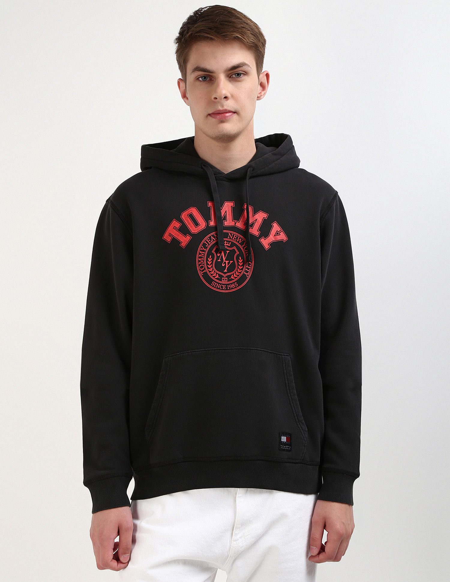 Tommy Hilfiger Washed Brand Printed Hooded Sweatshirt