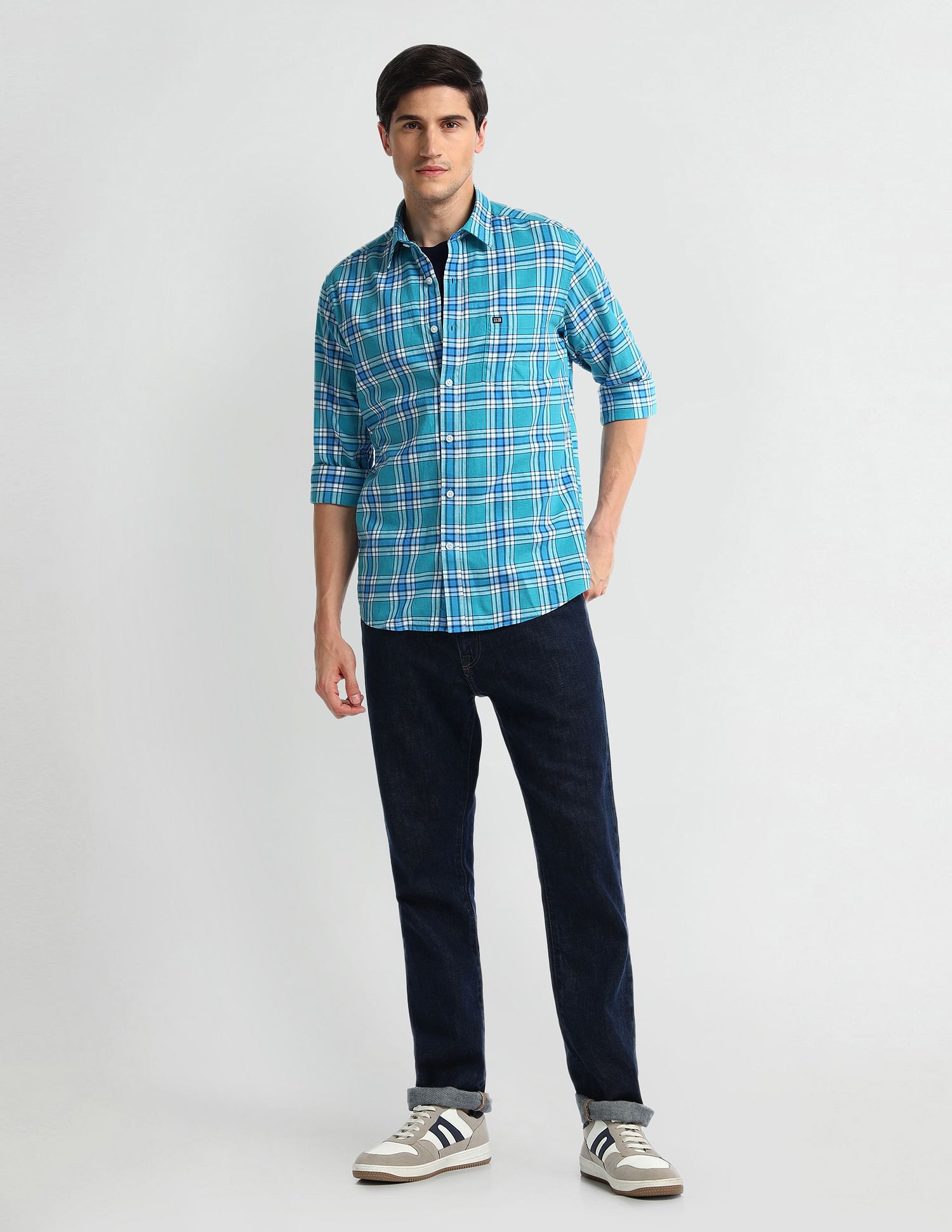 Arrow Sports Tartan Check Cotton Melange Shirt