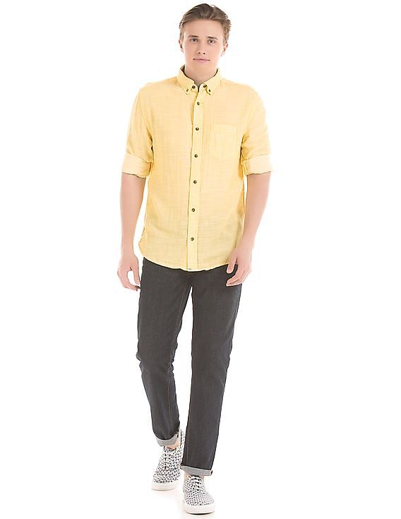 Aeropostale Solid Button Down Shirt
