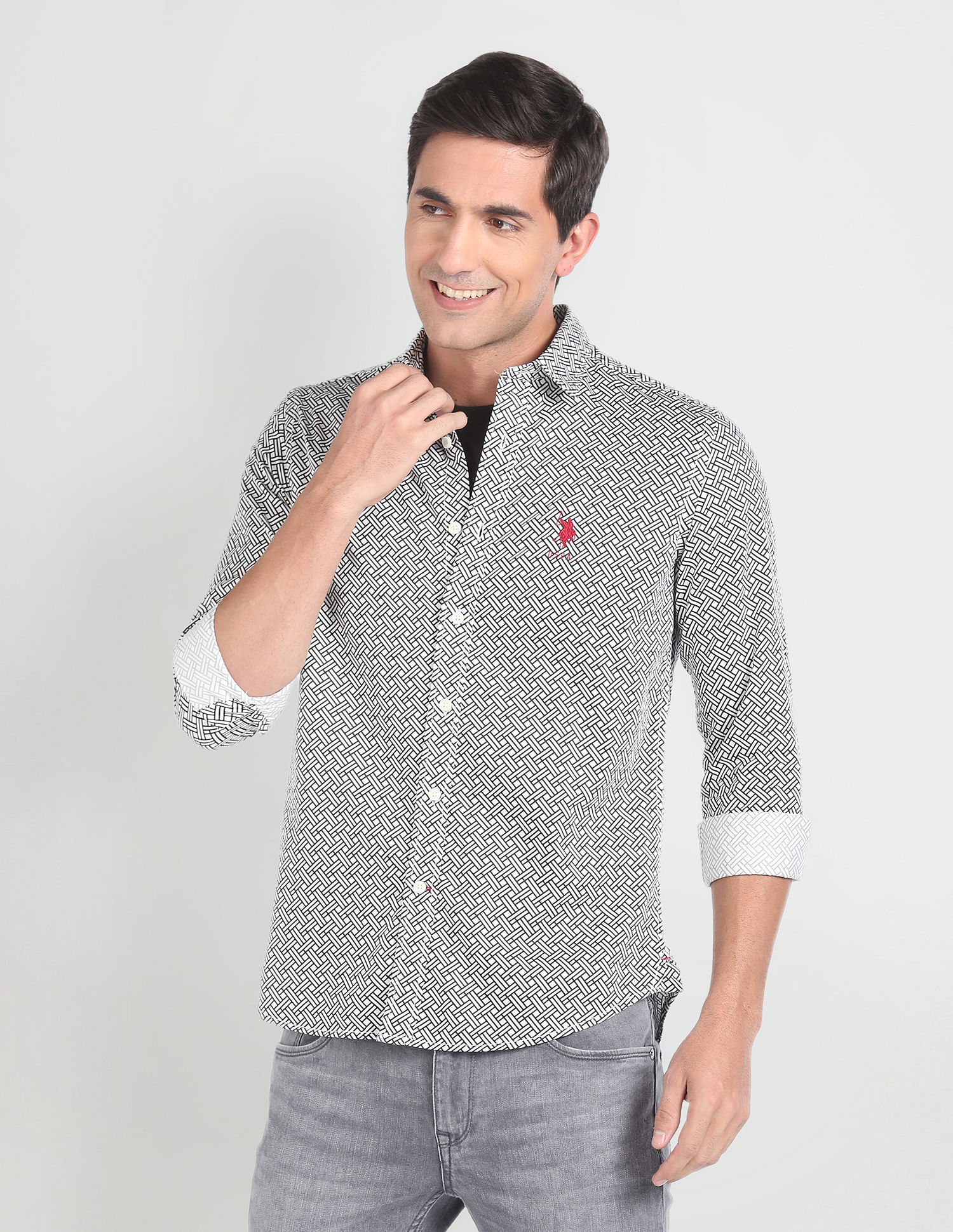 U.S. Polo Assn. Denim Co. Geometric Print Twill Shirt