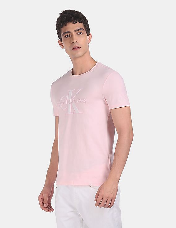 calvin klein mens pink t shirt