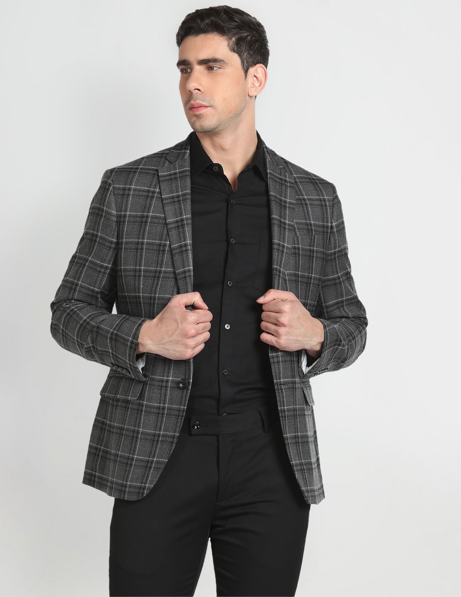 Grey and 2024 black check blazer