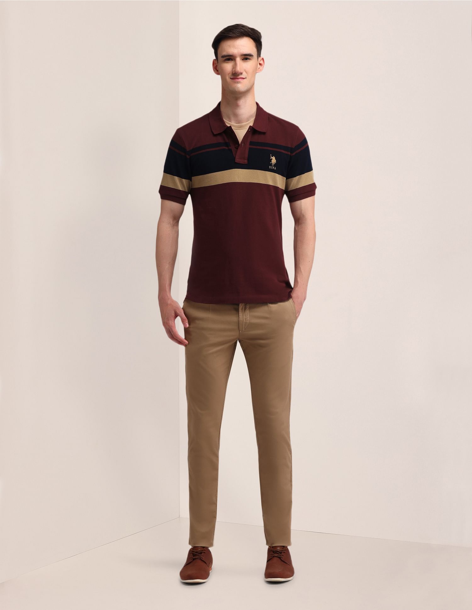 U.S. Polo Assn. Horizontal Striped Slim Fit Polo Shirt
