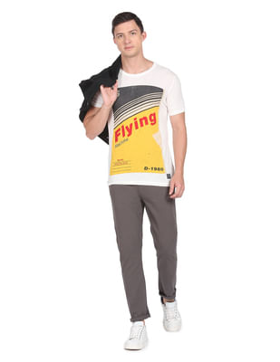 Buy Flying Machine Graphic Print Cotton T-Shirt - NNNOW.com