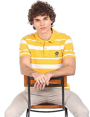 U S Polo Assn Men Yellow Striped Polo Shirt