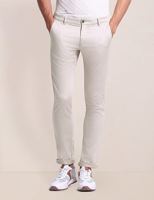 U S Polo Assn Slim Straight Fit Solid Trousers