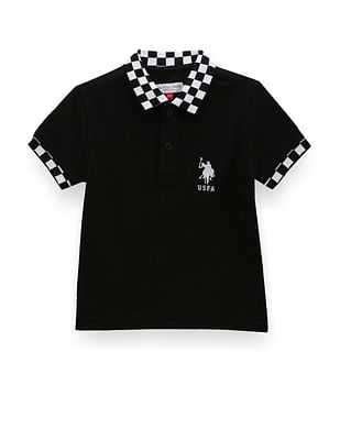 U S Polo Assn Kids Boys Check Collar Cotton Polo Shirt