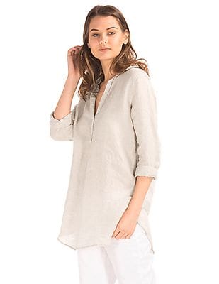 Buy GAP Women Women Beige Linen Popover Tunic - NNNOW.com