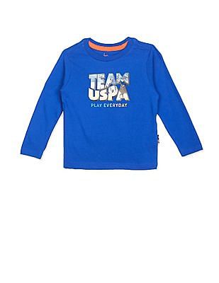 U S Polo Assn Kids Crew Neck Brand Print T-Shirt