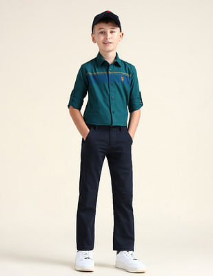 U S Polo Assn Kids Boys Mid Rise Slim Fit Trousers