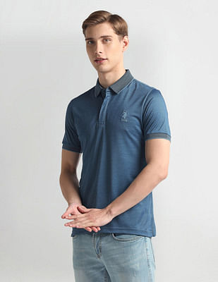 U S Polo Assn Denim Co Ribbed Collar Solid Polo Shirt