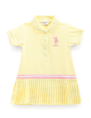 U S Polo Assn Kids Girls Flared Hem Solid Polo Dress