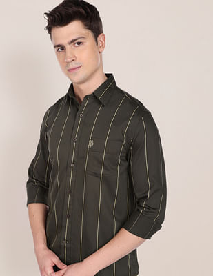 U S Polo Assn Vertical Stripe Cotton Casual Shirt