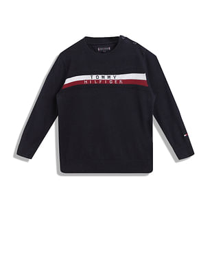 Tommy Hilfiger Kids Boys Brand Stripe Sweater