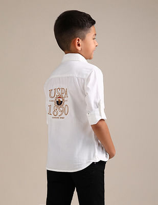 U S Polo Assn Kids Boys Regular Fit Twill Graphic Shirt